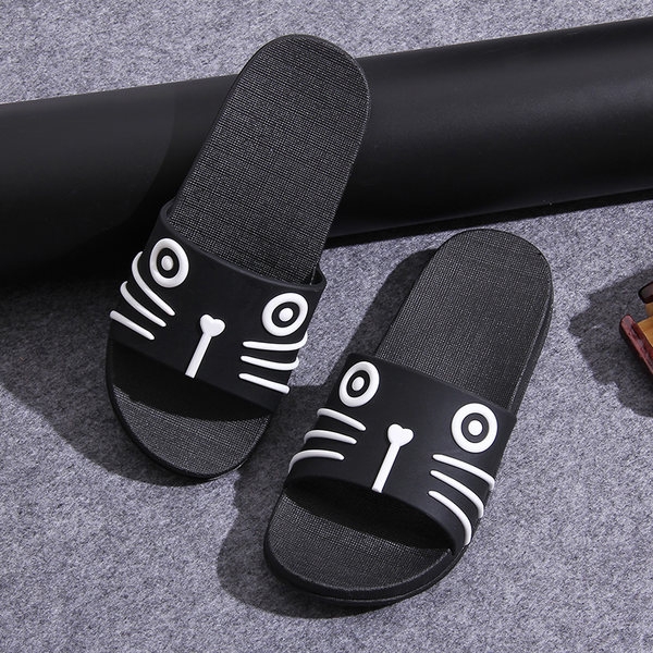 Unisex παντόφλες από καουτσούκ με εικόνες σε λευκό και μαύρο χρώμα