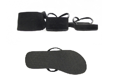 Дамски чехли с панделка с платформа в черен цвят