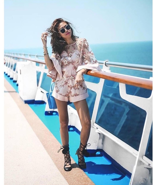 Οι γυναίκες κομψό καλοκαίρι jumpsuit με ροζ κεντήματα