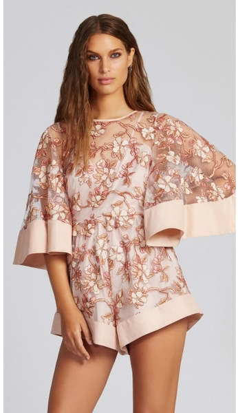 Οι γυναίκες κομψό καλοκαίρι jumpsuit με ροζ κεντήματα