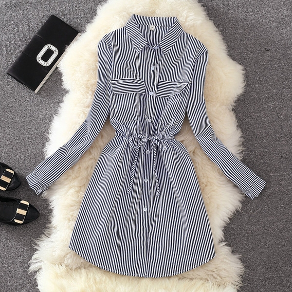 Κυρίες βαμβακερό πουκάμισο πλαίσιο τύπου φόρεμα σε τρία μοντέλα