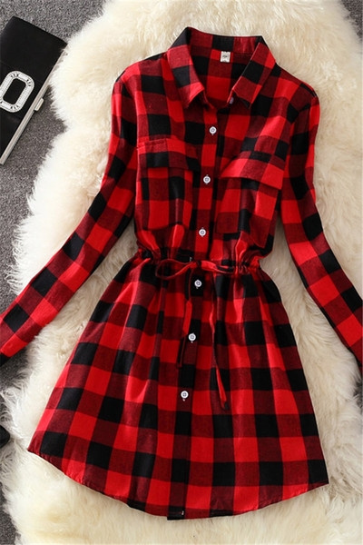 Κυρίες βαμβακερό πουκάμισο πλαίσιο τύπου φόρεμα σε τρία μοντέλα