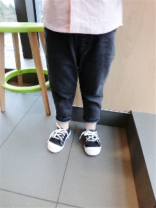 Детски стилни дънки за момчета в черен и син цвят, висока талия