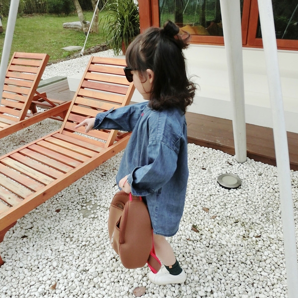 Παιδικό τζιν φόρεμα για κορίτσια με κουμπιά και μακριά μανίκια