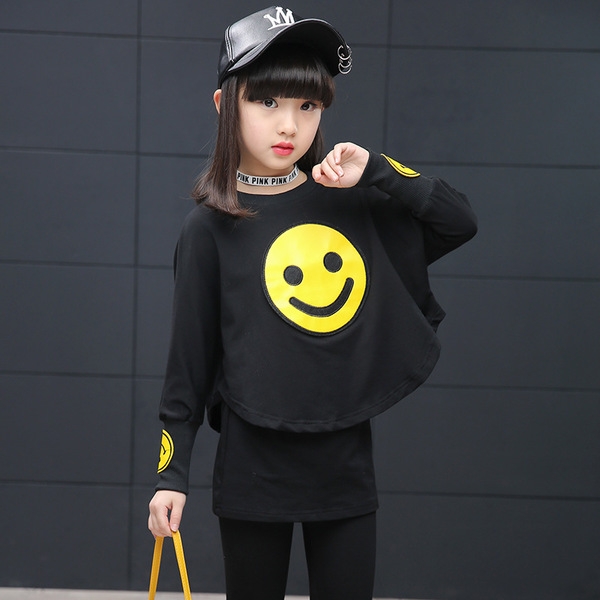 Παιδικό σετ για την  άνοιξη για κορίτσια δύο  μέρη - παντελόνι και μπλούζα με  μακρύ μανίκι Smile Emoticon