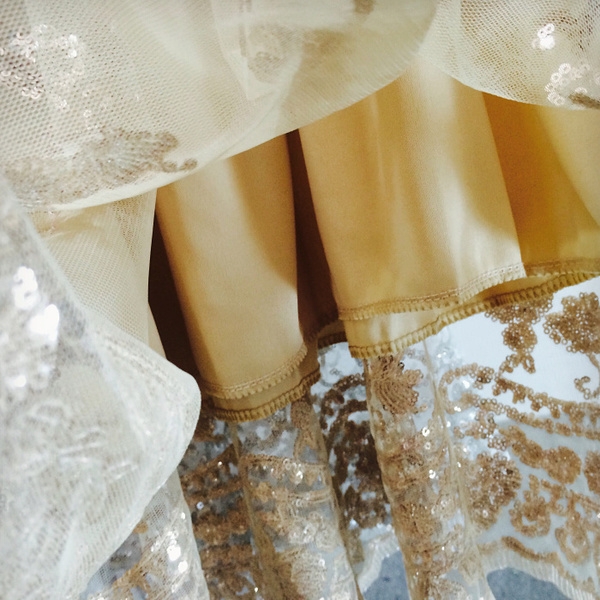 Κυρίες σιφόν φόρεμα με δαντέλα: Χρυσό, Ασημί, Μαύρο