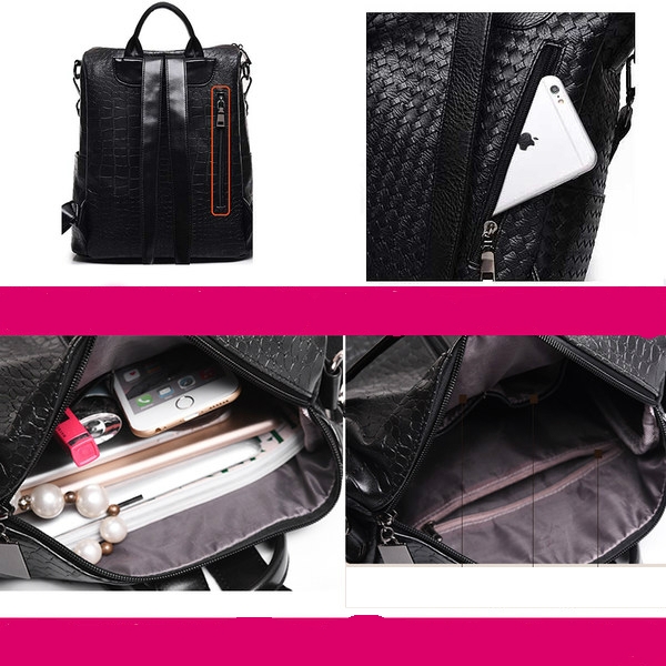 Κομψό γυναικείο σακίδιο σε δύο μαύρα μοντέλα