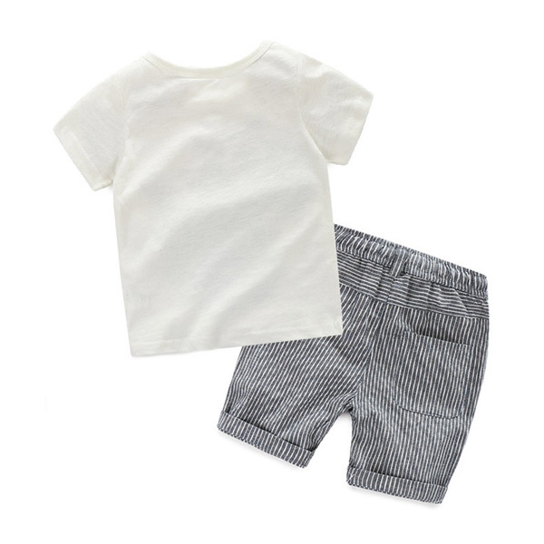 Παιδικό σετ  - μπλούζα με κοντό μανίκι με εικόνα δεινόσαυρου και παντελόνια μικρού μήκους