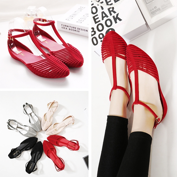 Οι γυναίκες έκλεισε σανδάλια - απότομη, μαύρο, κόκκινο, μοβ, γκρι και μπεζ