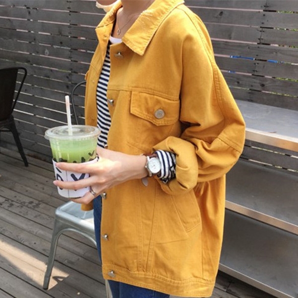 τζιν μπουφάν της Νέας των γυναικών σε διάφορα χρώματα - κίτρινο, καφέ, πράσινο και κόκκινο