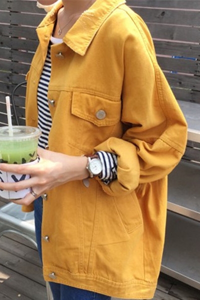 τζιν μπουφάν της Νέας των γυναικών σε διάφορα χρώματα - κίτρινο, καφέ, πράσινο και κόκκινο