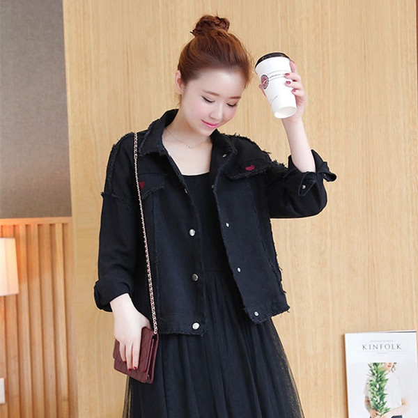 Дънково дамско яке с копчета в черен, бежов и тъмнозелен цвят 