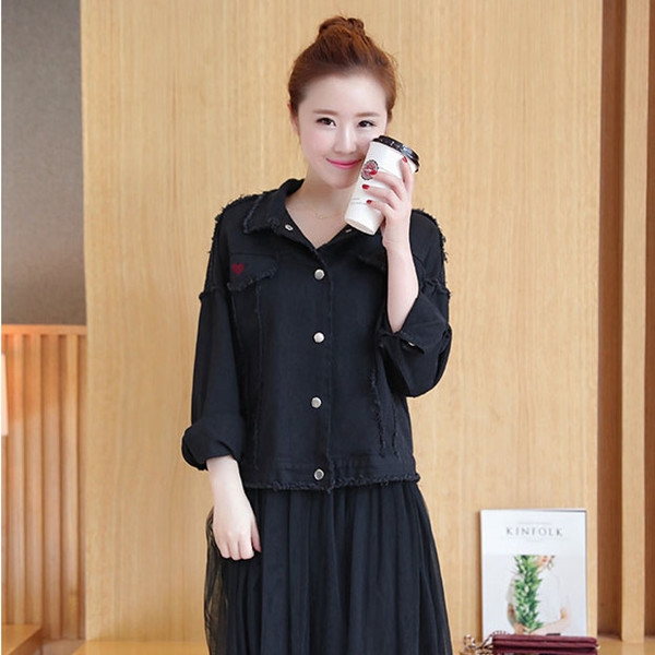 Дънково дамско яке с копчета в черен, бежов и тъмнозелен цвят 