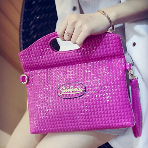 Дамска мини клъч чанта в три цвята - розова, цикламена, черна Хит модел от еко кожа