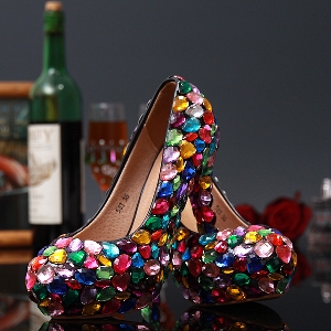 Дамски високи бонбонени обувки подходящи за абитуриентски бал или официални поводи