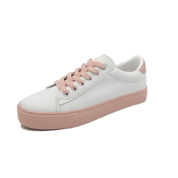 Ежедневни дамски кецове с черна и розова подметка в изчистен модел