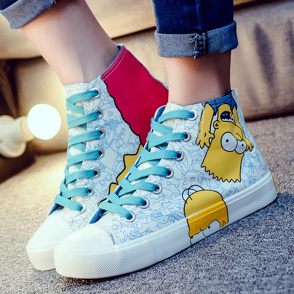 Дамски кецове с щампа в розов, черен и светлосин цвят