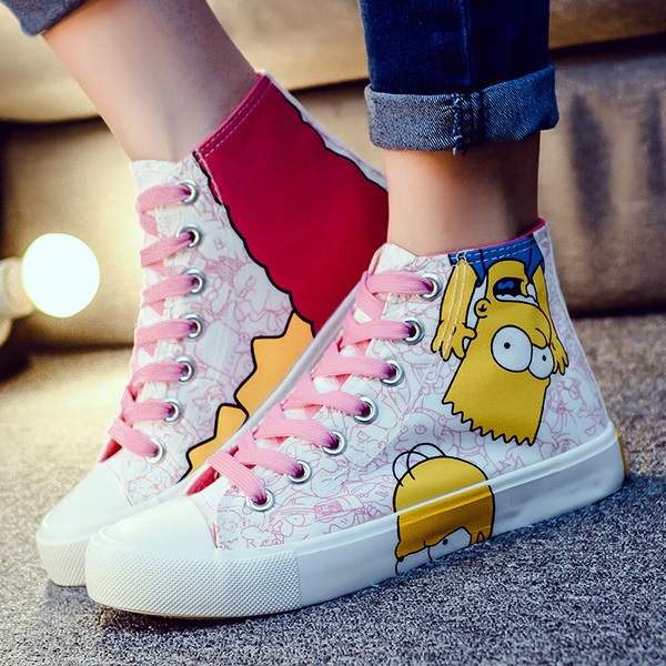 Дамски кецове с щампа в розов, черен и светлосин цвят