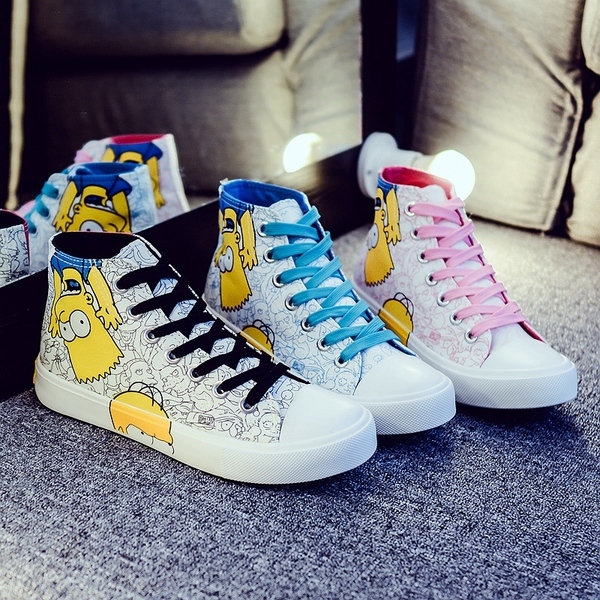 Дамски кецове с щампа в розов, черен и светлосин цвят