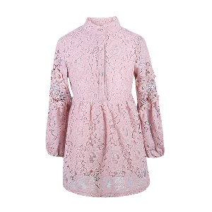 Φόρεμα με 3/4 μανίκι πόλο σε ροζ και μπεζ