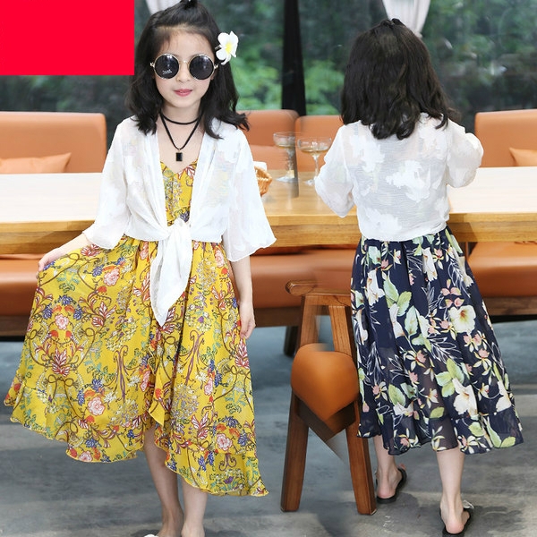 Παιδικό φόρεμα για κορίτσια με τα γυμνά τους ώμους, σκούρο μπλε, πράσινο και κίτρινο