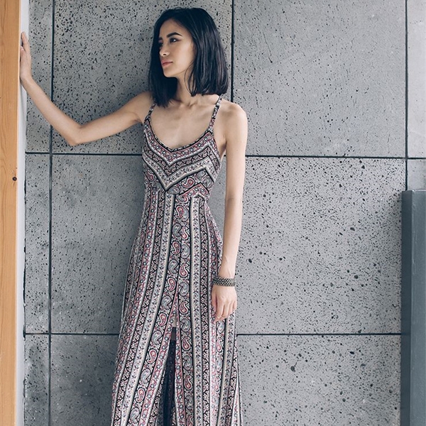 Дамска дълга лятна рокля с кръстосани презрамки