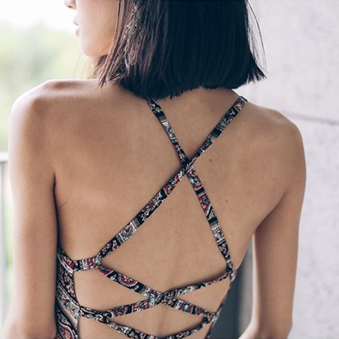 Дамска дълга лятна рокля с кръстосани презрамки