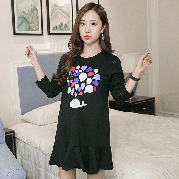 Φόρεμα για τις έγκυες γυναίκες σε μαύρο μακρύ μανίκι