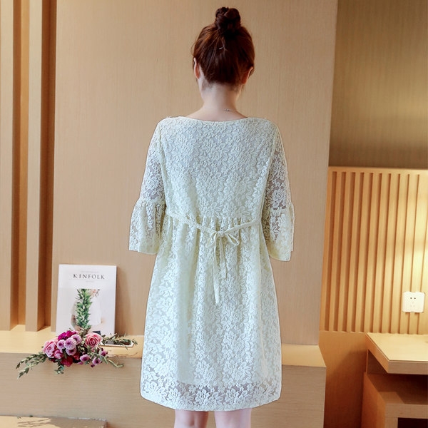 Дамска дантелена рокля за бременни 