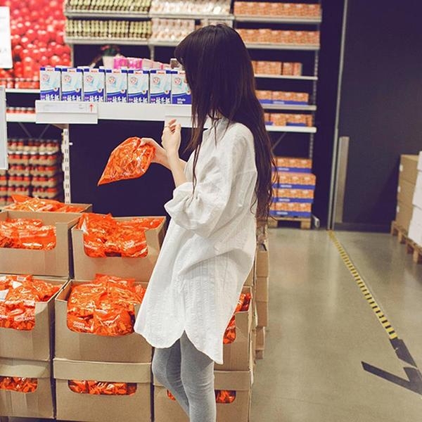 Дамска бяла риза за бременни памучна материя