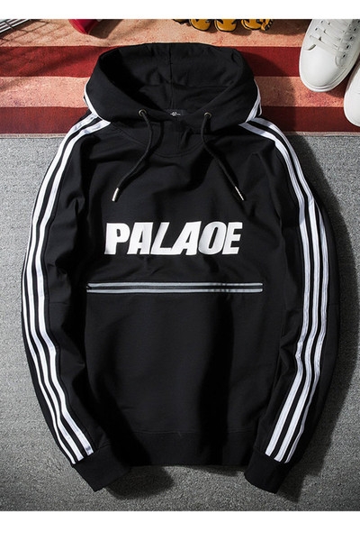 Мъжки спортен и ежедневен  черен суичър с качулка пролетен, летен и есенен