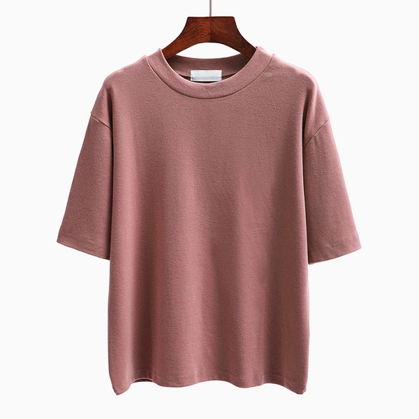 Свежа дамска тениска с 3/4 ръкав, широк и изчистен модел, в бял, розов, кафяв,черен,  бежов и сив цвят