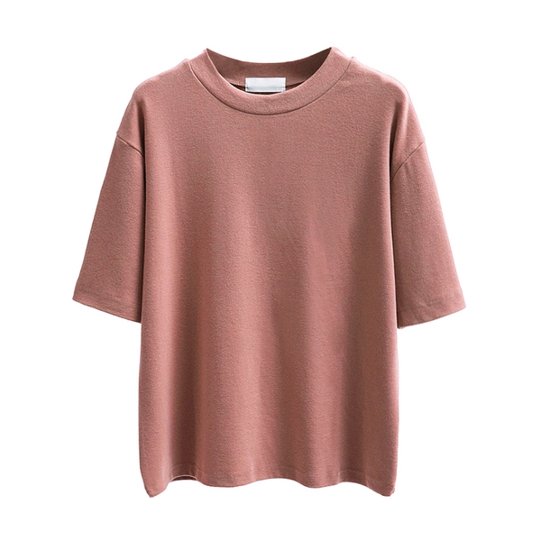 Свежа дамска тениска с 3/4 ръкав, широк и изчистен модел, в бял, розов, кафяв,черен,  бежов и сив цвят