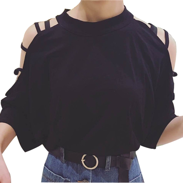 Туника с голи рамене с ленти и широки ръкави в 4 цвята