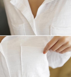 Семпла памучна риза с къс и с дълъг ръкав