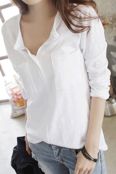 Семпла памучна риза с къс и с дълъг ръкав