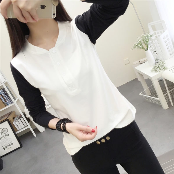 Пролетна блуза 2 модела с различен цвят ръкави - черни и сиви