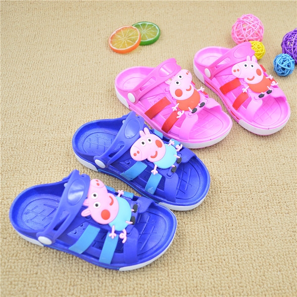 Удобни гумени чехли в розов и син цвят за момичета и момчета