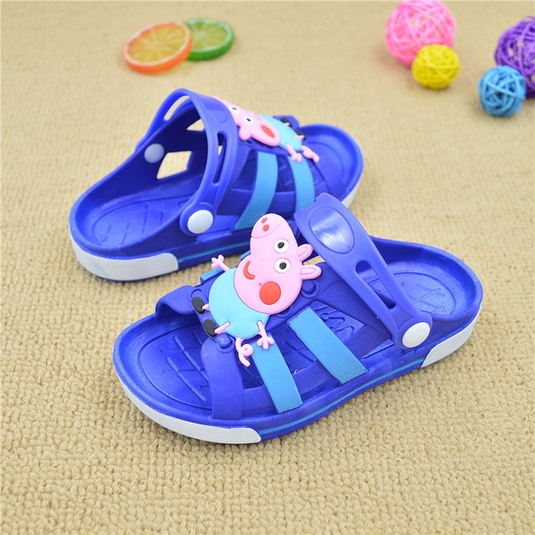 Удобни гумени чехли в розов и син цвят за момичета и момчета