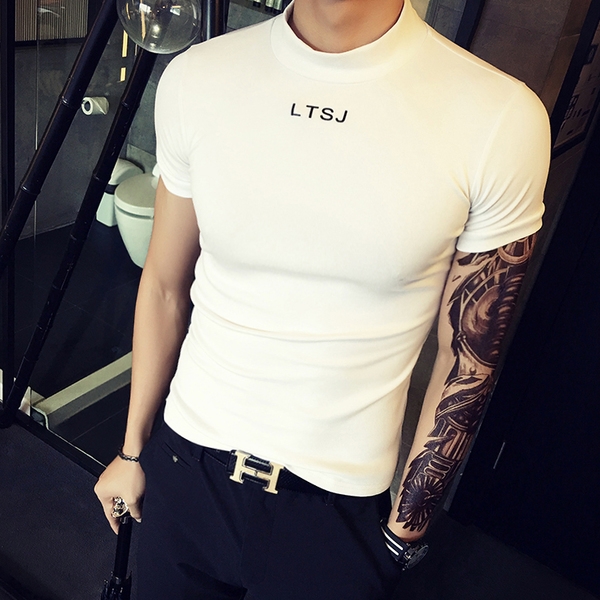 Пролетно-лятна мъжка тениска с къс ръкав различни модели в бял, черен и оранжев цвят