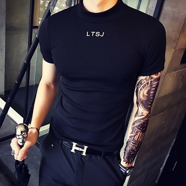 Пролетно-лятна мъжка тениска с къс ръкав различни модели в бял, черен и оранжев цвят