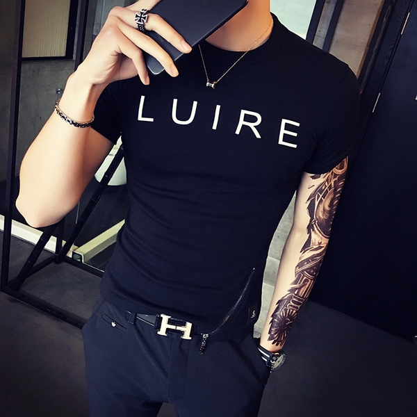 Пролетно-лятна мъжка тениска с къс ръкав различни модели в бял, черен и оранжев цвят