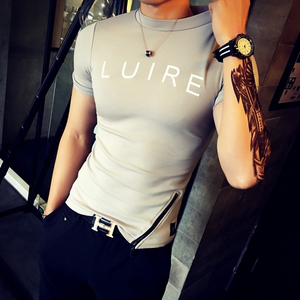 Пролетно-лятна мъжка тениска с къс ръкав различни модели в бял, черен и оранжев цвят