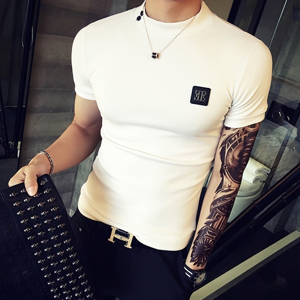 Пролетно-лятна мъжка тениска с къс ръкав различни модели в бял, черен и оранжев цвят