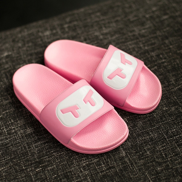 Гумени чехли за деца, жени и мъже в черен, син и розов цвят с изображение