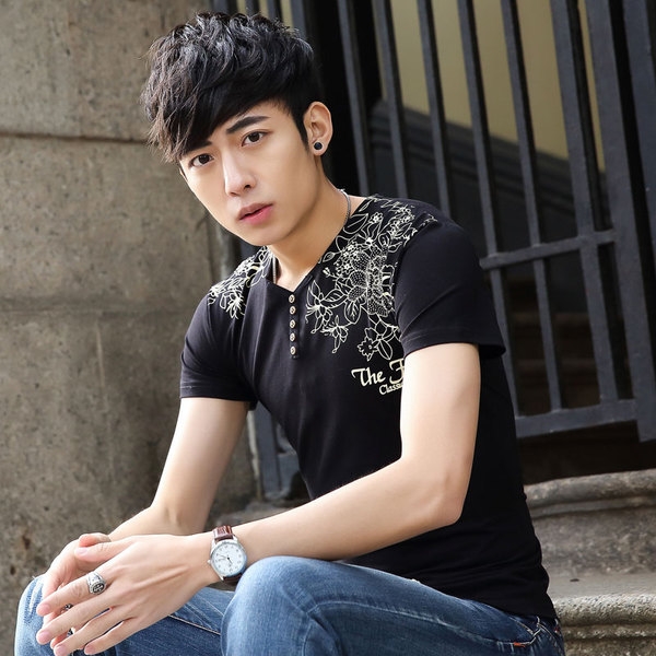 Мъжка тениска с къс ръкав с апликация дракон различни модели