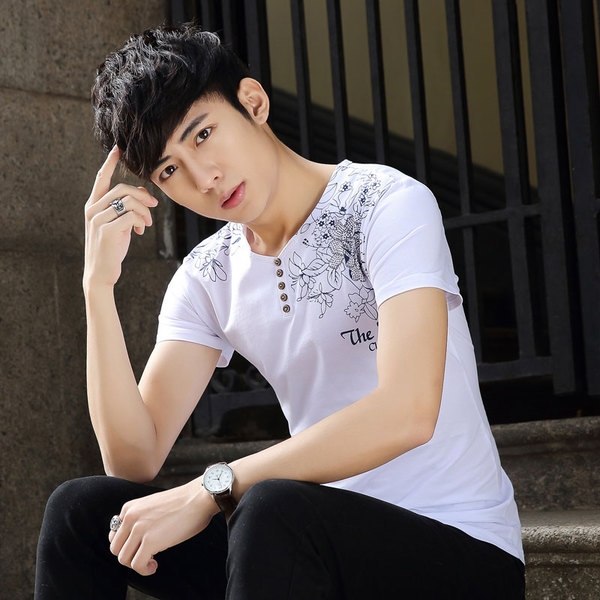 Мъжка тениска с къс ръкав с апликация дракон различни модели