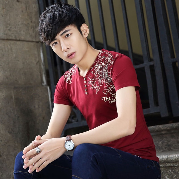 Мъжка тениска с къс ръкав с апликация дракон различни модели