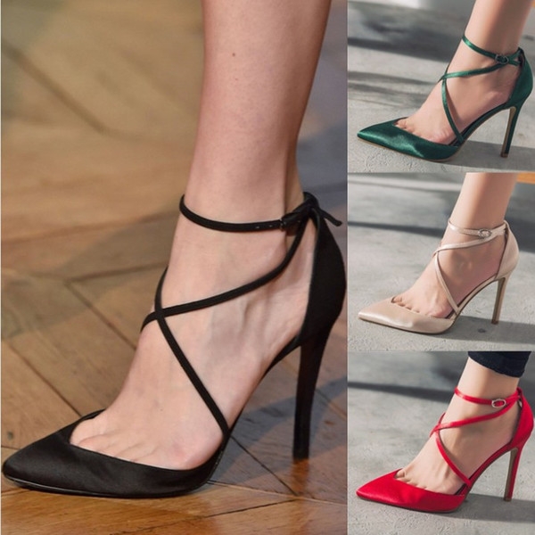 Дамски НОВИ елегантни сандали на ток с каишка: 4 цвята