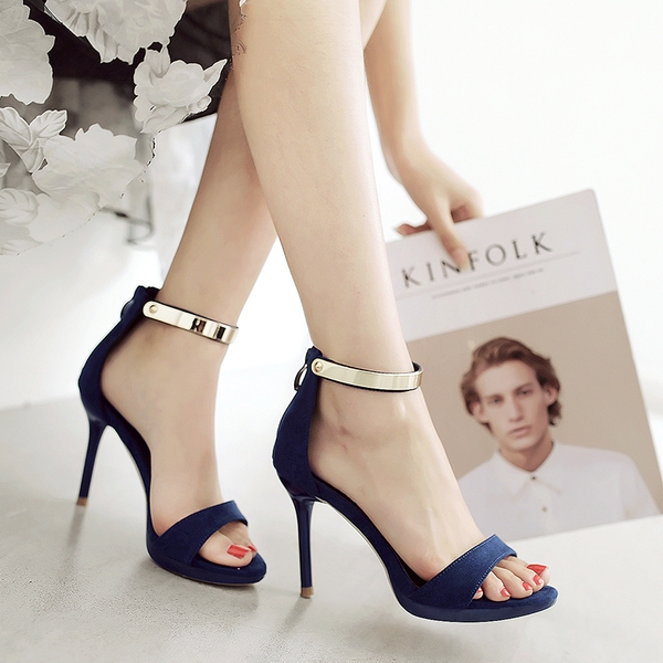 Дамски велурени сандали на ток Розови Черни Сини